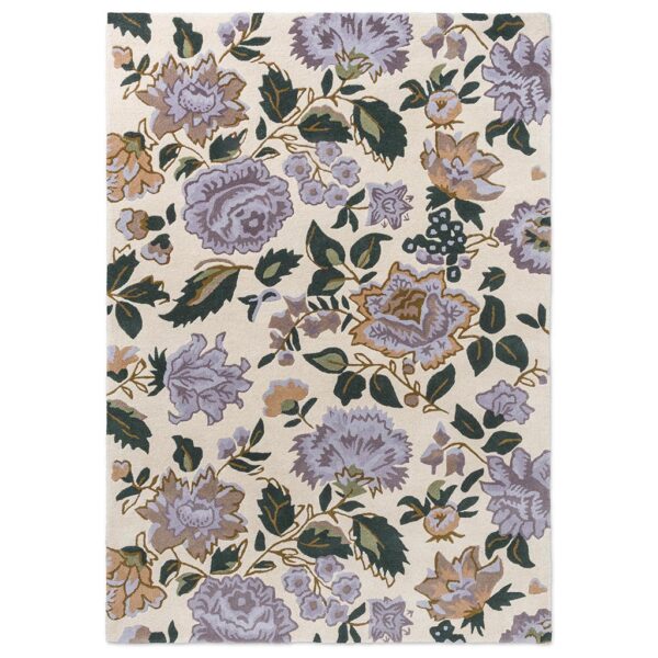 Laura Ashley Wendling Floral Heather -kukkamatto, laadukas käsinkudottu villamatto eloisilla unikkokuvioilla.