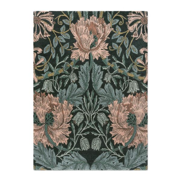 William Morris - Honeysuckle Tulip, sinisävyinen villamatto, klassinen kuviollinen villamatto luonnon inspiroimalla designilla.