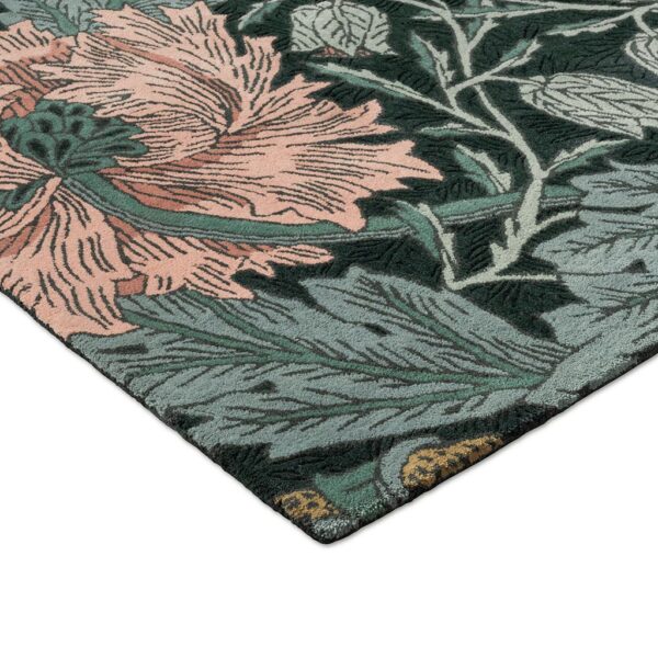 William Morris - Honeysuckle Tulip, sinisävyinen villamatto, klassinen kuviollinen villamatto luonnon inspiroimalla designilla.